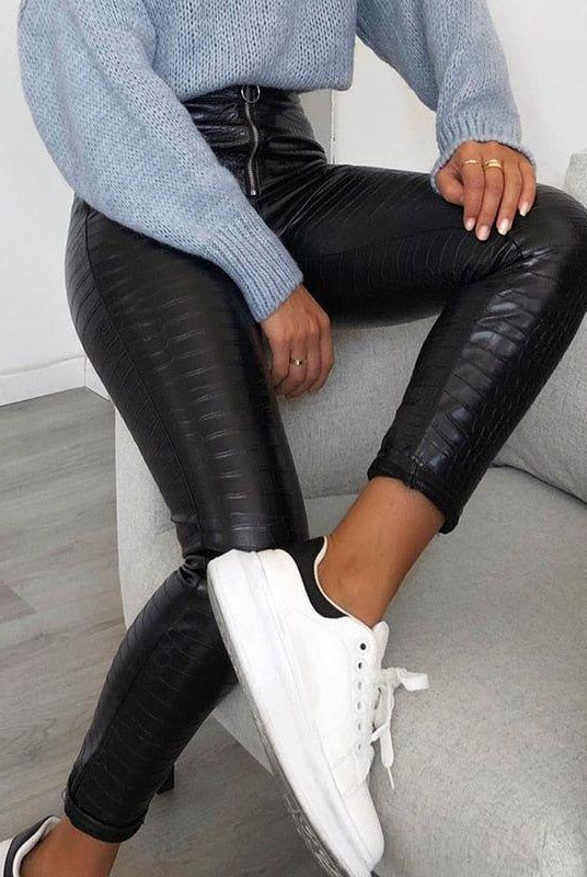 Adeline Faux Leather Pants - XS / Black - Be My Shine