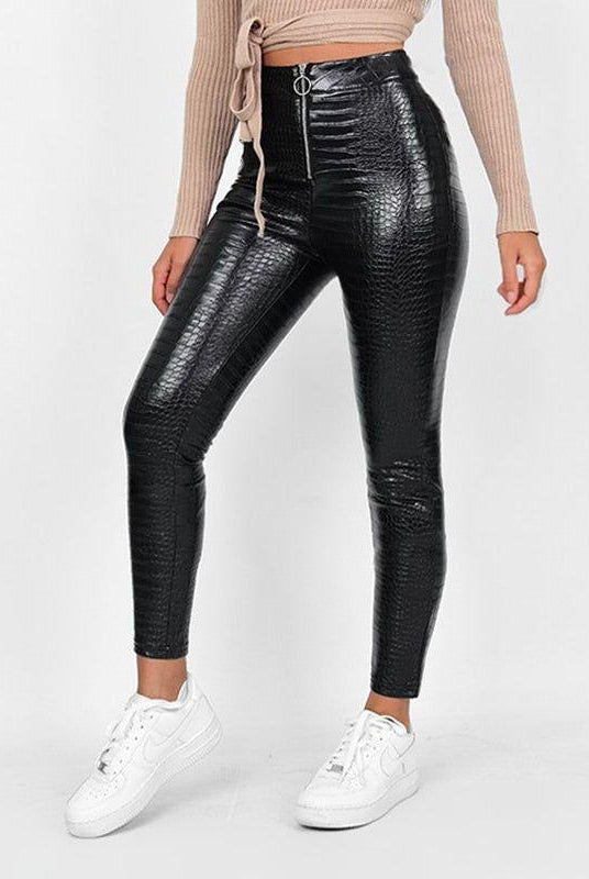 Adeline Faux Leather Pants - XS / Black - Be My Shine