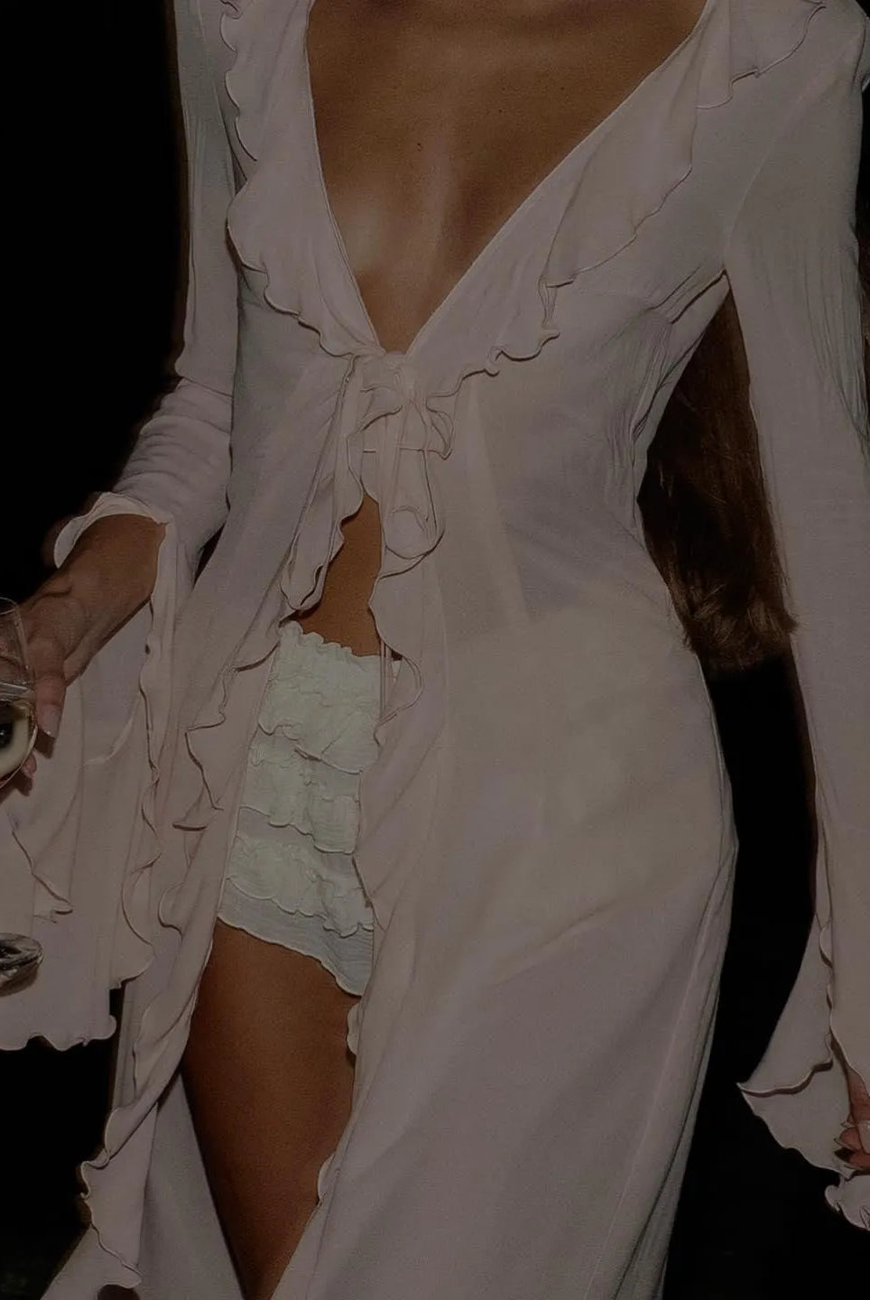 Liliana Ruffle Long Sleeve Beach Maxi Dress - pink / s - Be My Shine