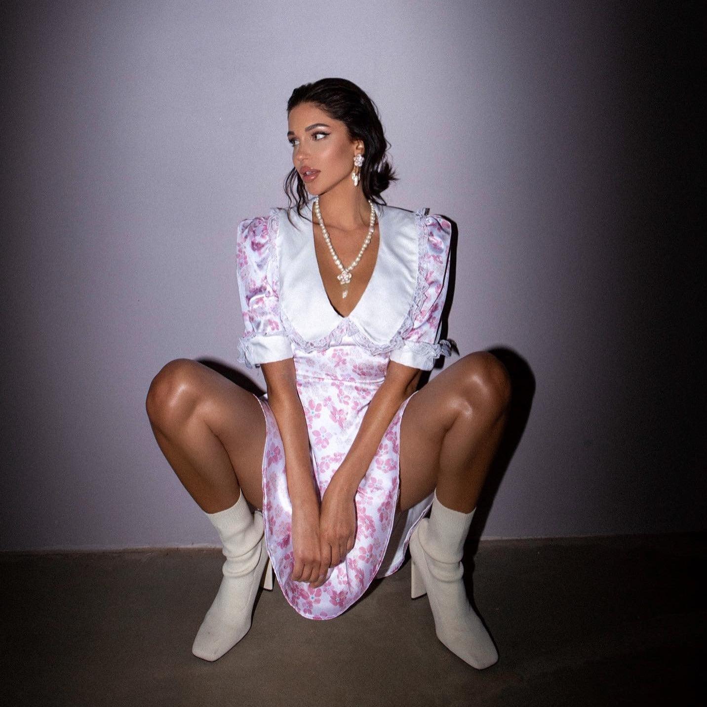 Aeliana Peter Pan Collar Mini Dress - Purple / S - Be My Shine