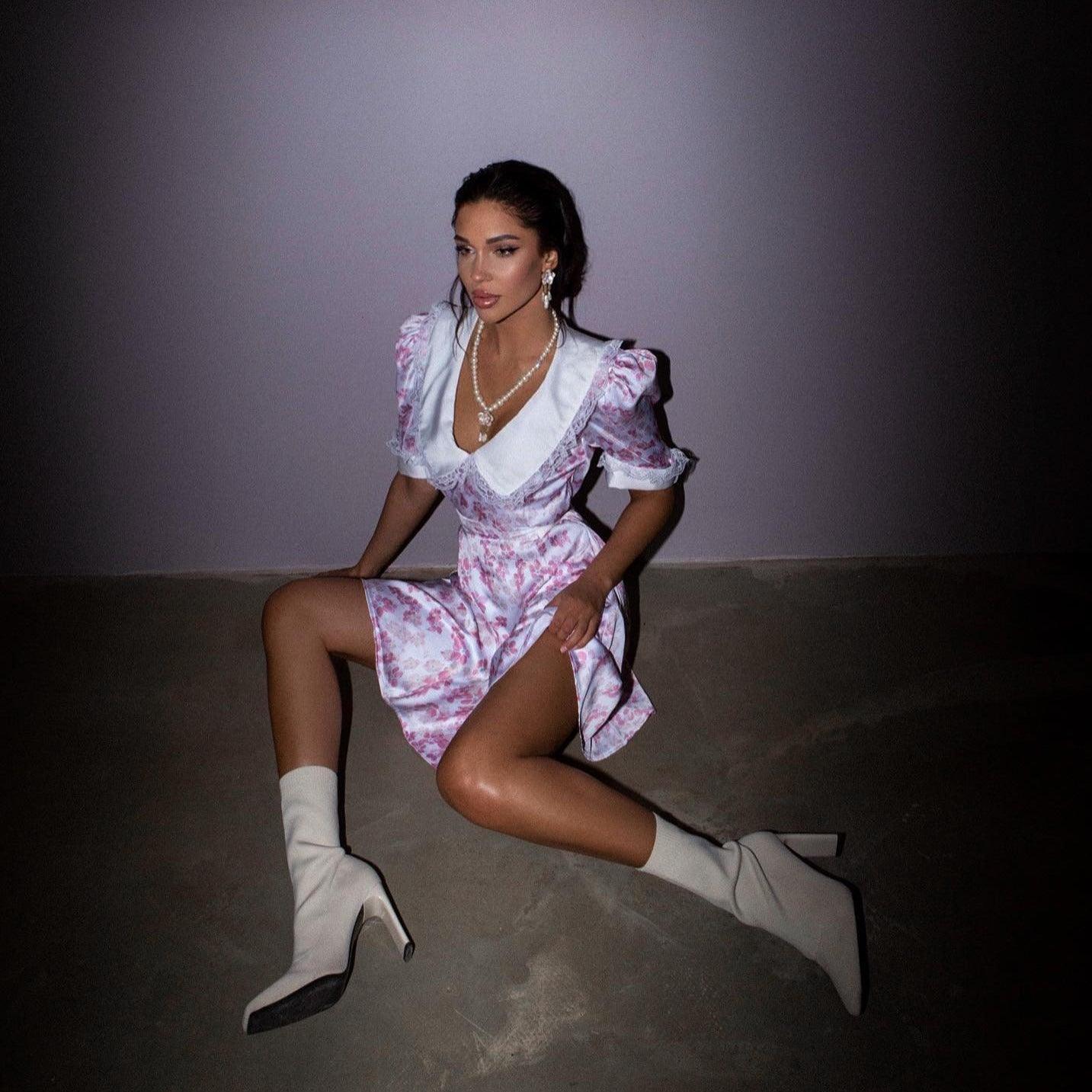 Aeliana Peter Pan Collar Mini Dress - Purple / S - Be My Shine