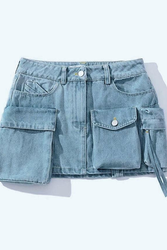 Ailene Denim Mini Skirt - Blue / XS - Be My Shine