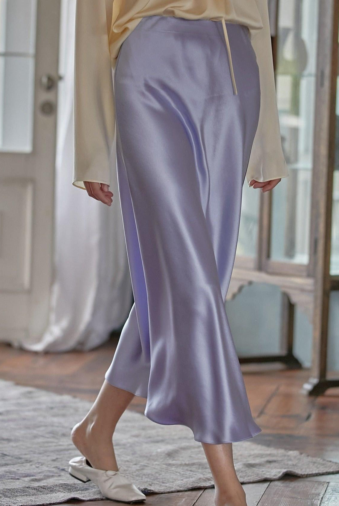 Akira Satin Midi Skirt - Purple / S - Be My Shine