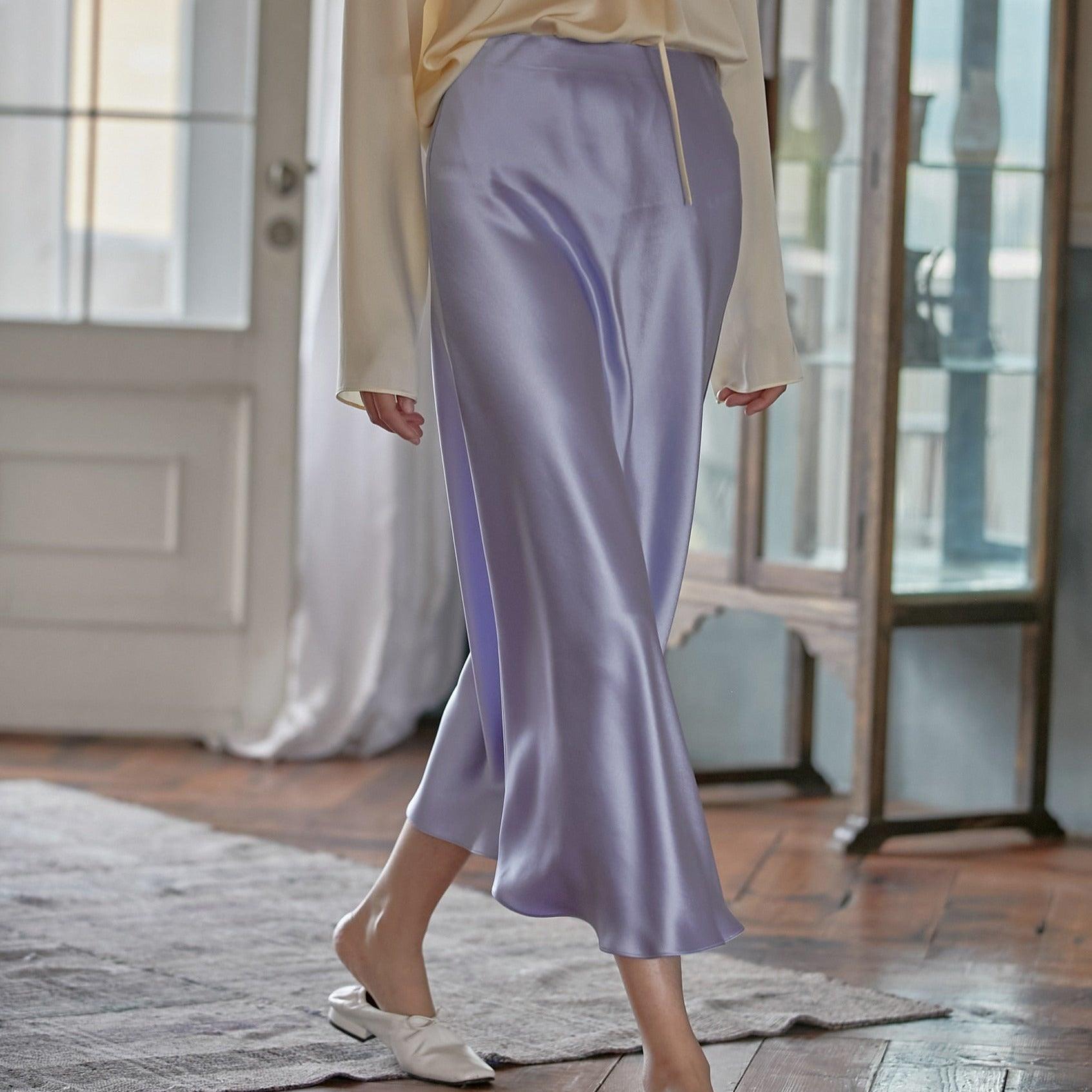 Akira Satin Midi Skirt - Purple / S - Be My Shine