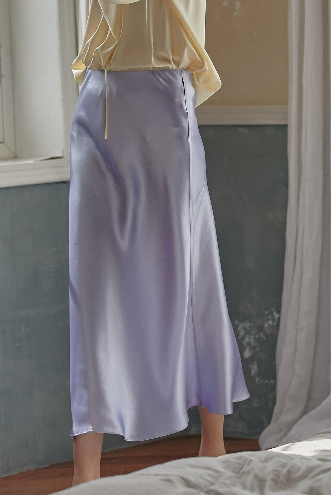 Akira Satin Midi Skirt - Gray / S - Be My Shine