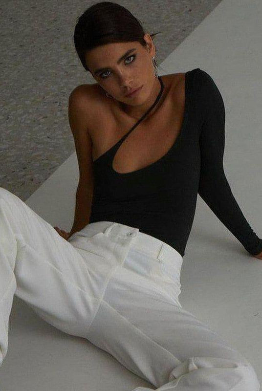 Alannis Asymmetric One Shoulder Top - S / Black - Be My Shine