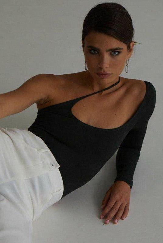Alannis Asymmetric One Shoulder Top - S / Black - Be My Shine