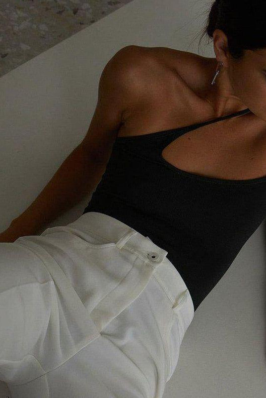 Alannis Asymmetric One Shoulder Top - S / Black - Be My Shine