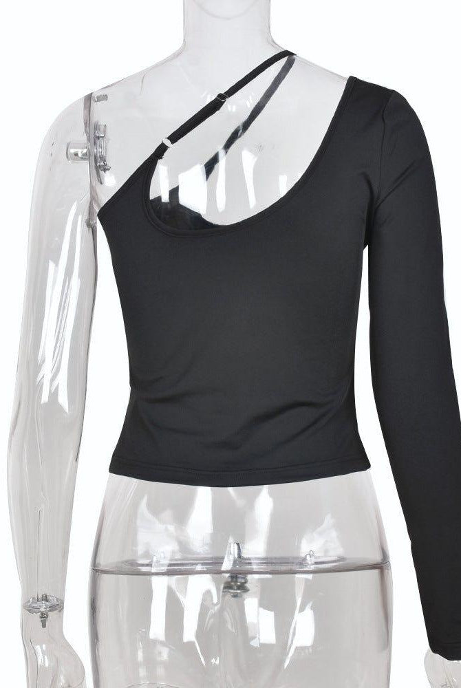 Alannis Asymmetric One Shoulder Top - S / Black - Be My Shine