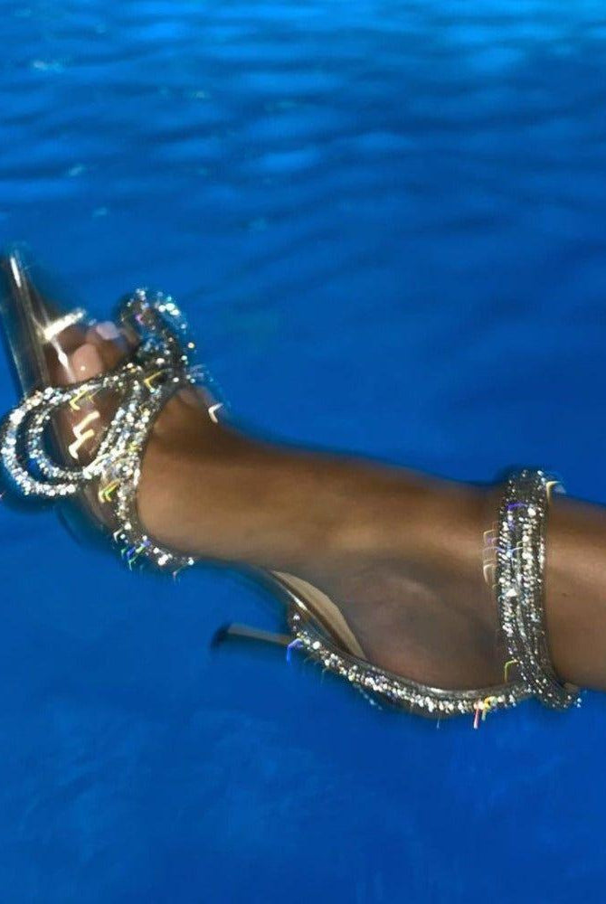 Anara Bow Wrap Around Perspex Heels - 4 / Clear - Be My Shine