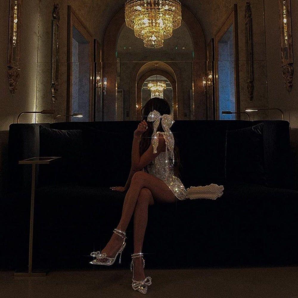 Anara Bow Wrap Around Perspex Heels - 4 / Clear - Be My Shine