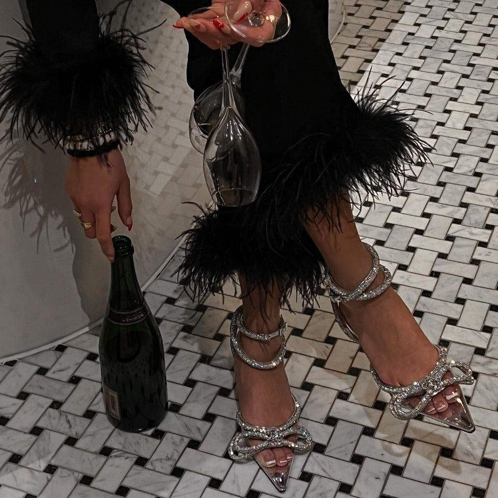 Anara Bow Wrap Around Perspex Heels - 4 / Clear - Be My Shine