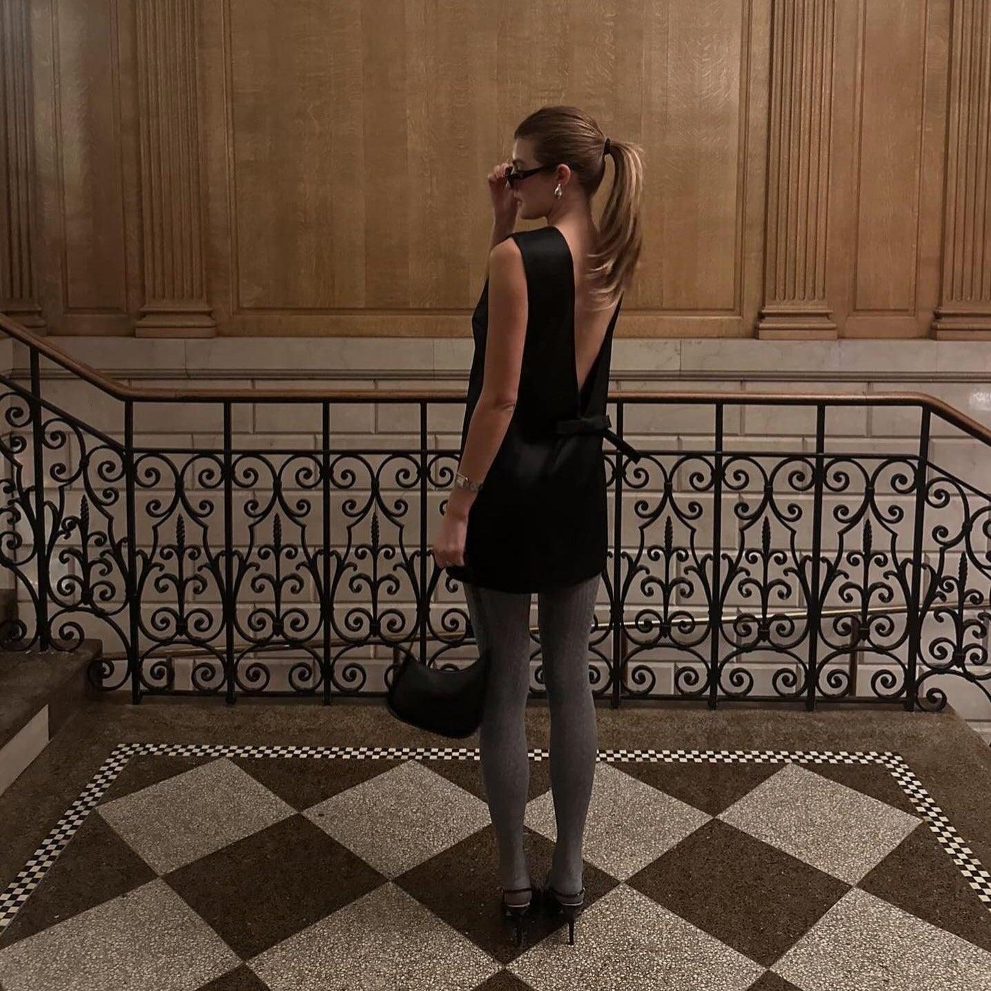 Aniela Bow Backless Satin Mini Dress - Pink / S - Be My Shine