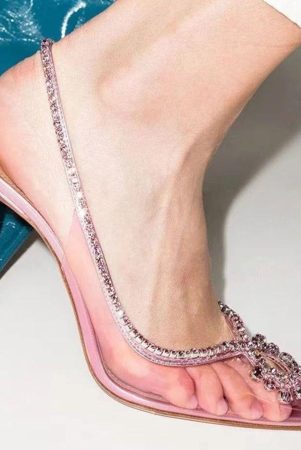 Anka Crystal Pointed Toe Heels - Pink / 5 - Be My Shine