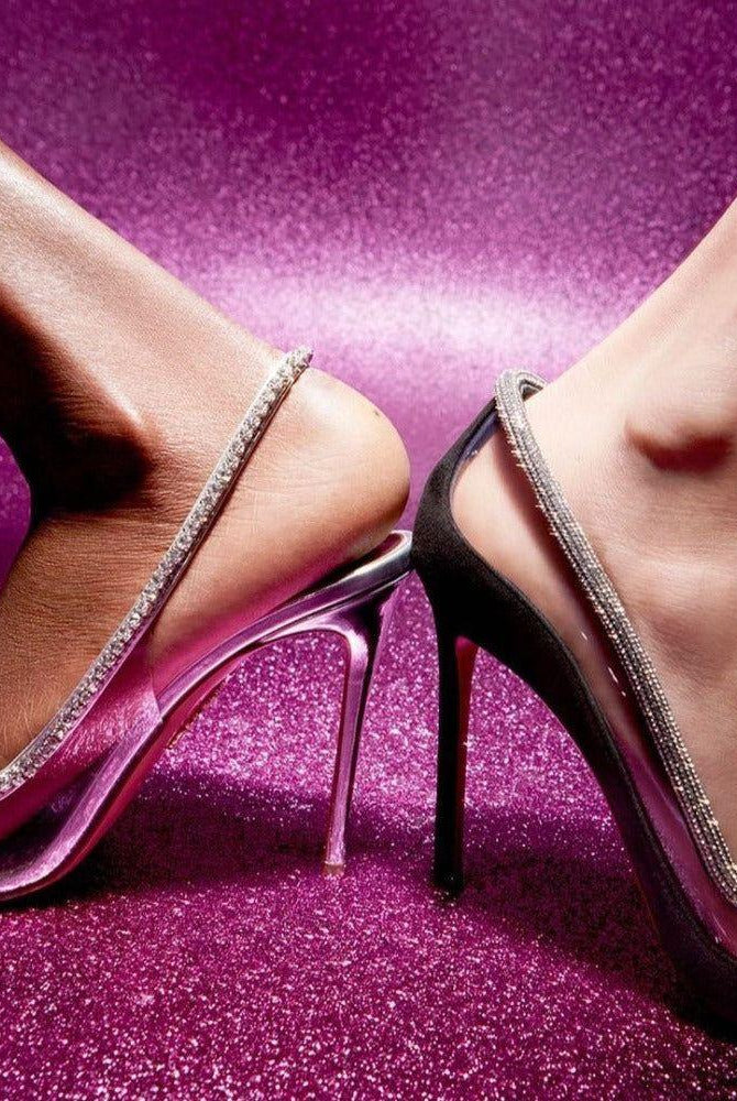 Anka Crystal Pointed Toe Heels - Silver / 5 - Be My Shine