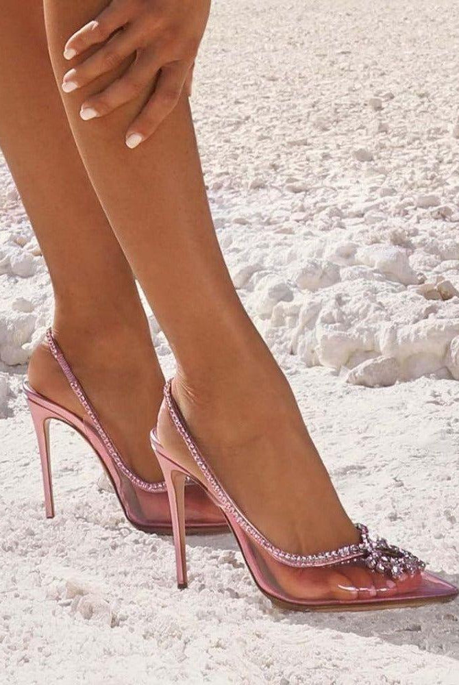 Anka Crystal Pointed Toe Heels - Silver / 5 - Be My Shine