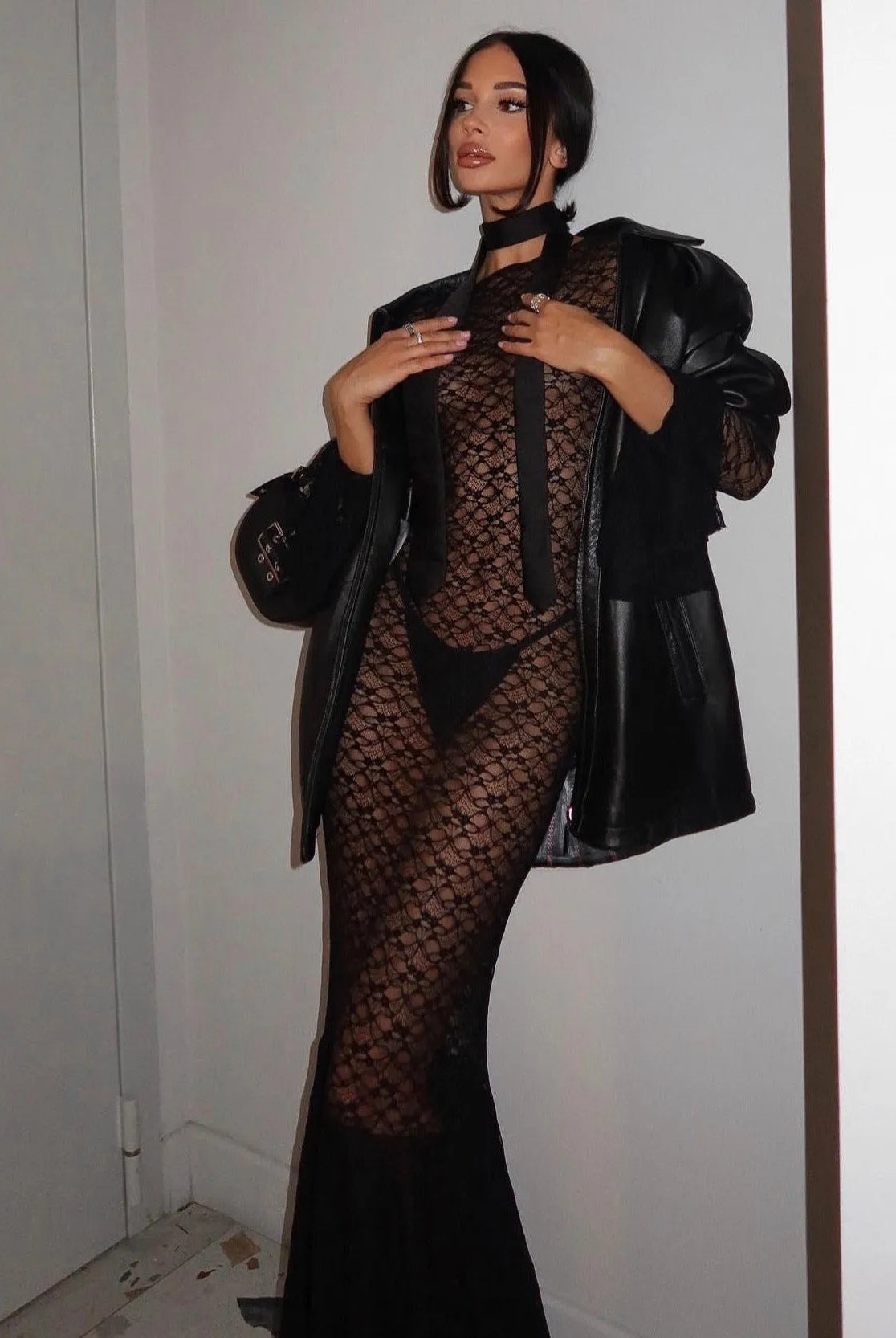 Annabeth Mermaid Tail Lace Maxi Dress - Black / S - Be My Shine