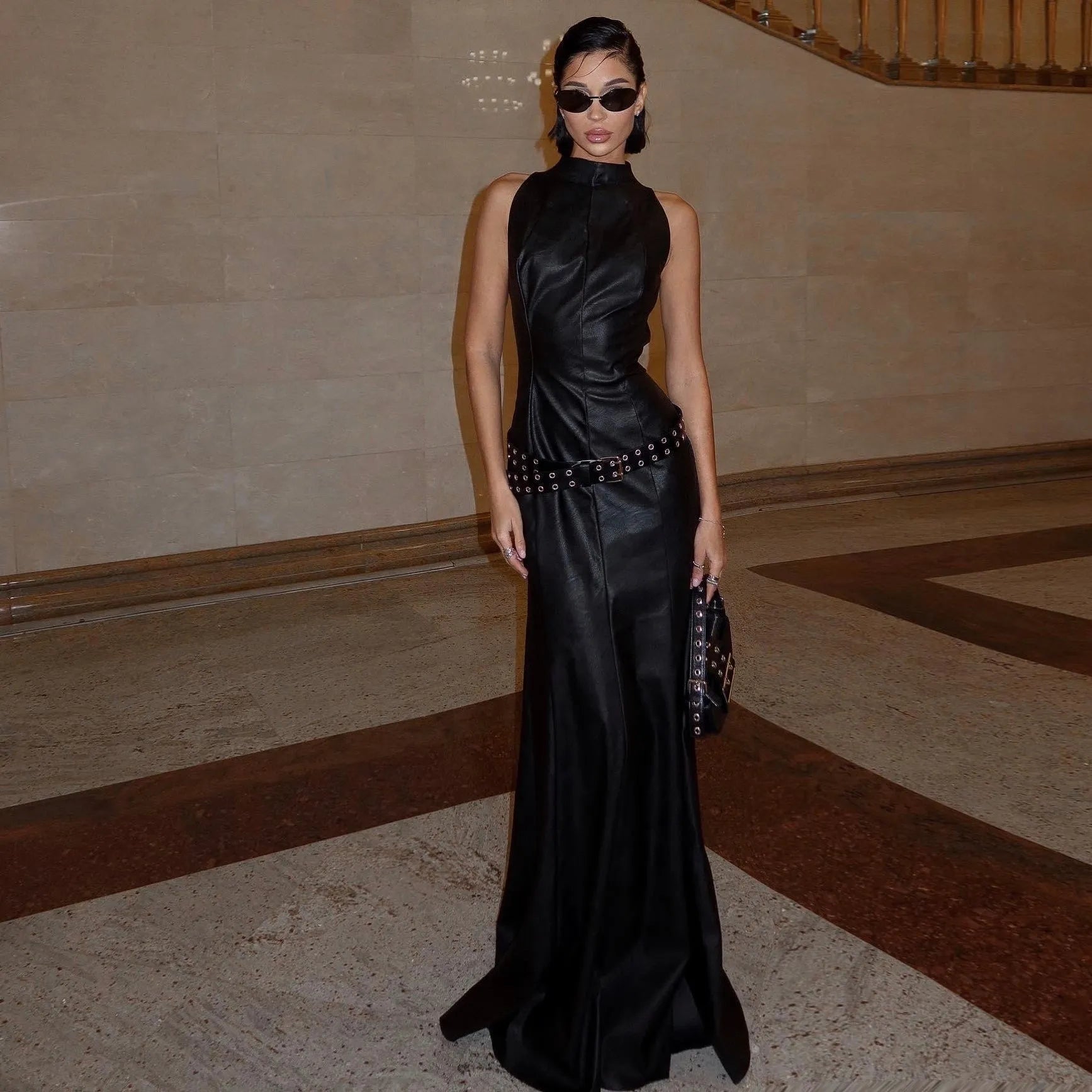 Annora Faux Leather Maxi Dress - Black / S - Be My Shine