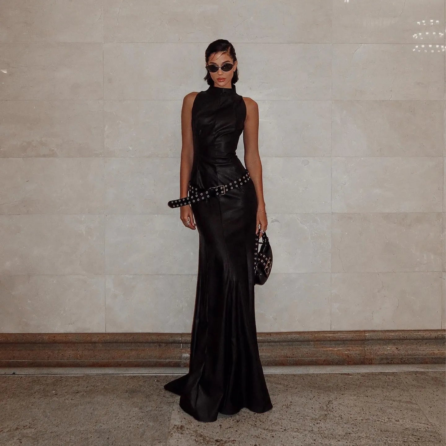 Annora Faux Leather Maxi Dress - Black / S - Be My Shine