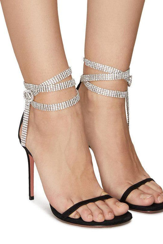 Atina Crystal-Embellished Ankle Strap Sandals - Black / 5 - Be My Shine