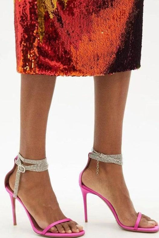 Atina Crystal-Embellished Ankle Strap Sandals - Rose / 5 - Be My Shine