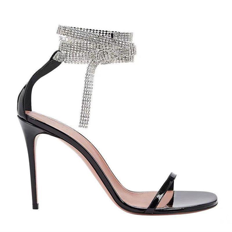 Atina Crystal-Embellished Ankle Strap Sandals - Purple / 5 - Be My Shine