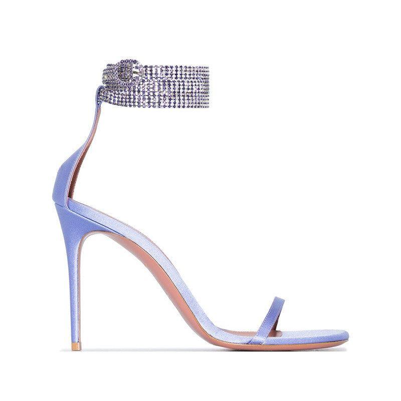 Atina Crystal-Embellished Ankle Strap Sandals - Purple / 5 - Be My Shine