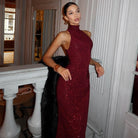 Auden Shimmering Maxi Dress - Burgundy / S - Be My Shine