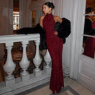 Auden Shimmering Maxi Dress - Burgundy / S - Be My Shine