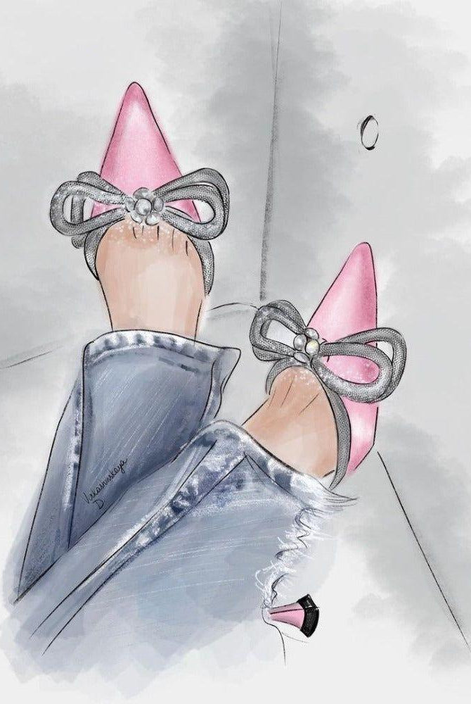 Aurora Diamante Double Bow Satin Heels - Black / 5 - Be My Shine