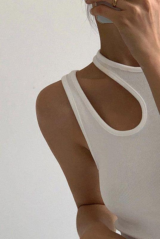 Ayah Asymmetric Cut Out Top - White / S - Be My Shine