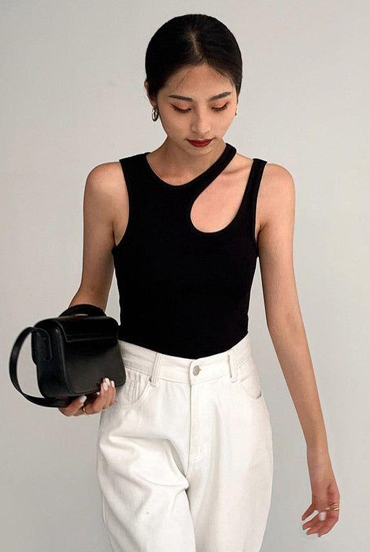 Ayah Asymmetric Cut Out Top - White / S - Be My Shine