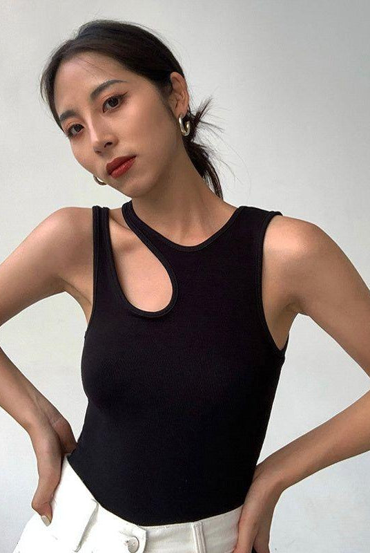 Ayah Asymmetric Cut Out Top - White / S - Be My Shine