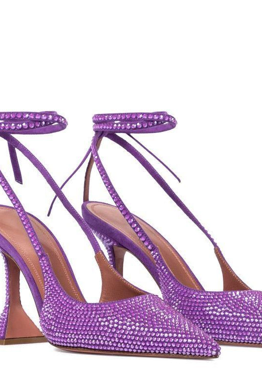 Aylin Crystal Lace Up Heels - Green / 4 - Be My Shine