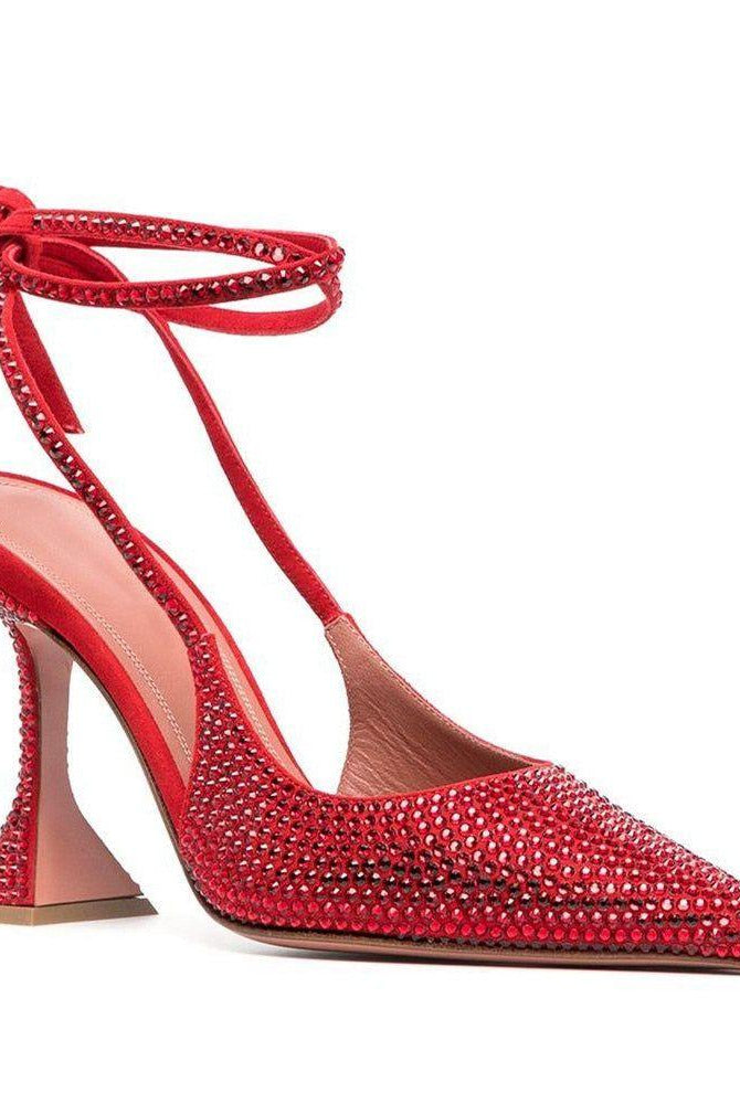 Aylin Crystal Lace Up Heels - Green / 4 - Be My Shine