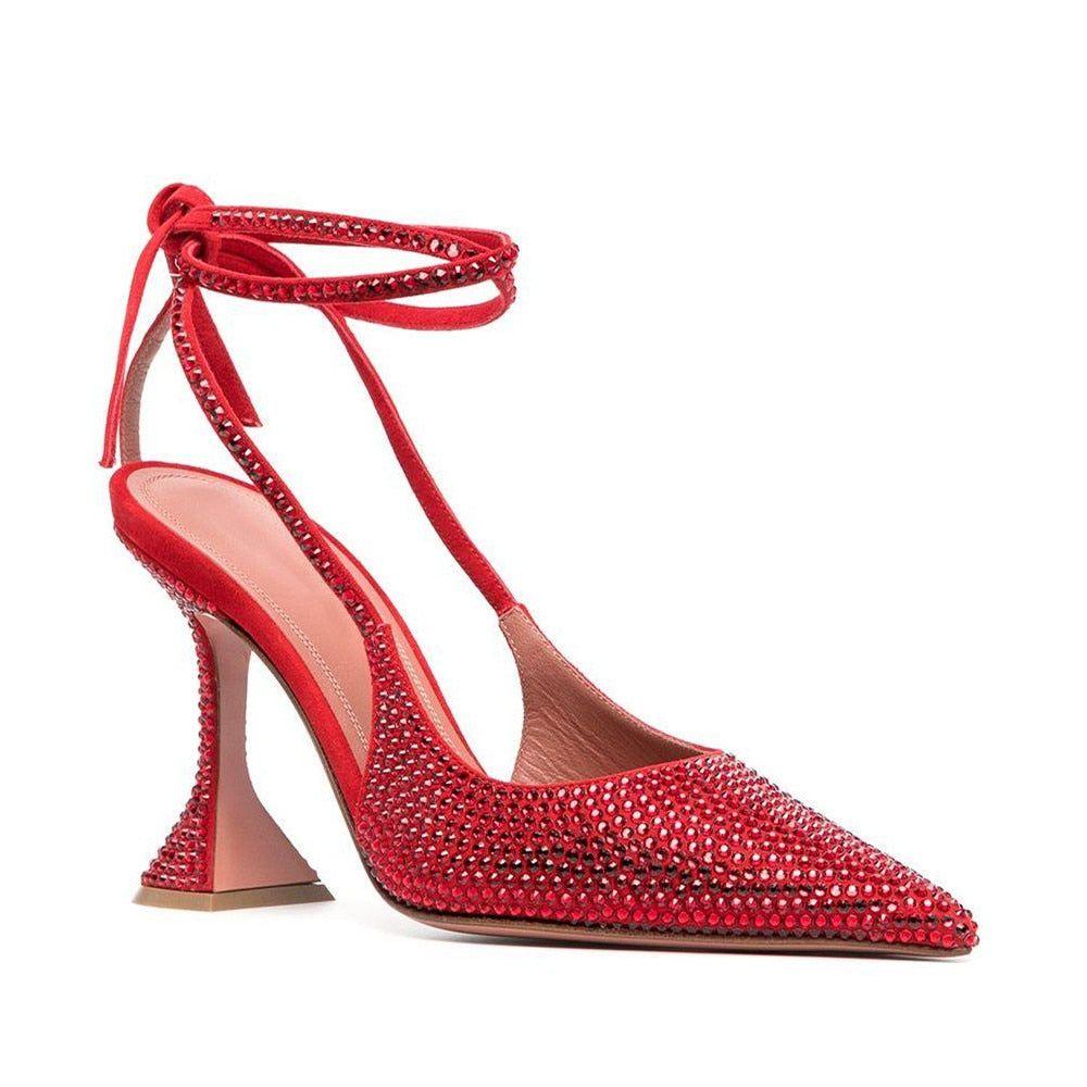 Aylin Crystal Lace Up Heels - Green / 4 - Be My Shine