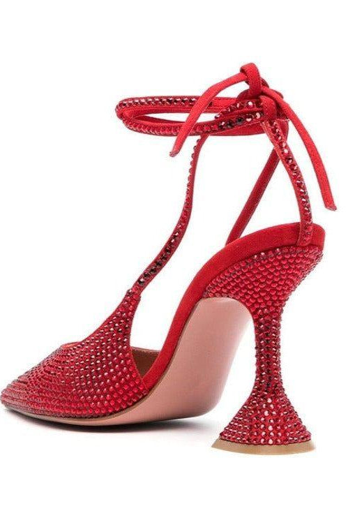 Aylin Crystal Lace Up Heels - Green / 4 - Be My Shine