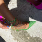 Aylin Crystal Lace Up Heels - Green / 4 - Be My Shine