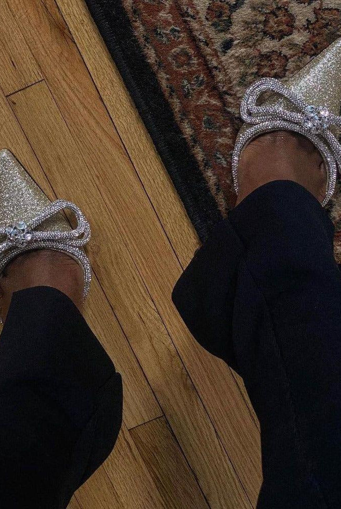 Baia Silver Glitter Wrap Around Bow Heels - 4 / Silver - Be My Shine