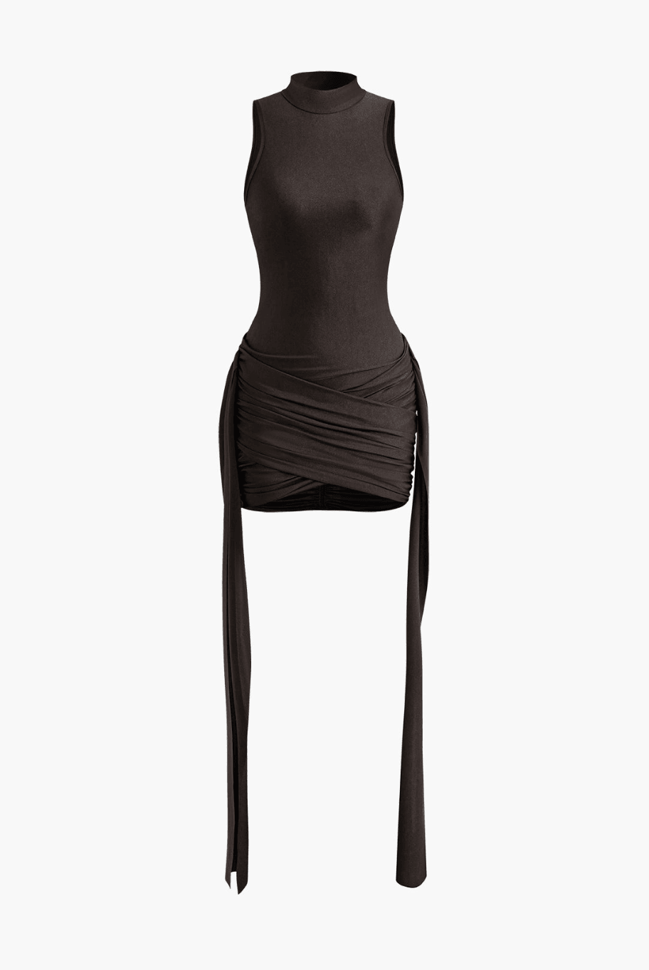Belén Mock Neck Mini Dress - Brown / S - Be My Shine
