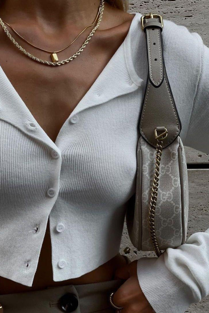 Belenis Crop Cardigan - S / White - Be My Shine
