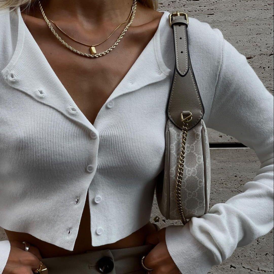 Belenis Crop Cardigan - S / White - Be My Shine