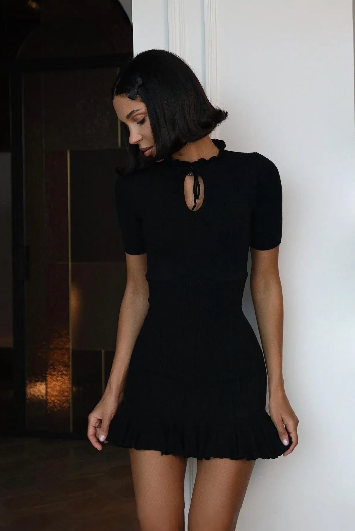 Candy Flutter Ruffled Knit Mini Dress Be My Shine