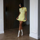 Candy Flutter Ruffled Knit Mini Dress Be My Shine