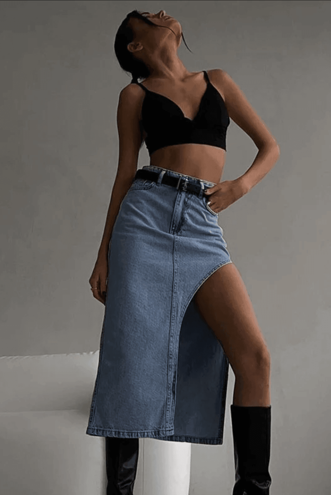 Carissa High Waist Slit Midi Skirt - Blue / S - Be My Shine
