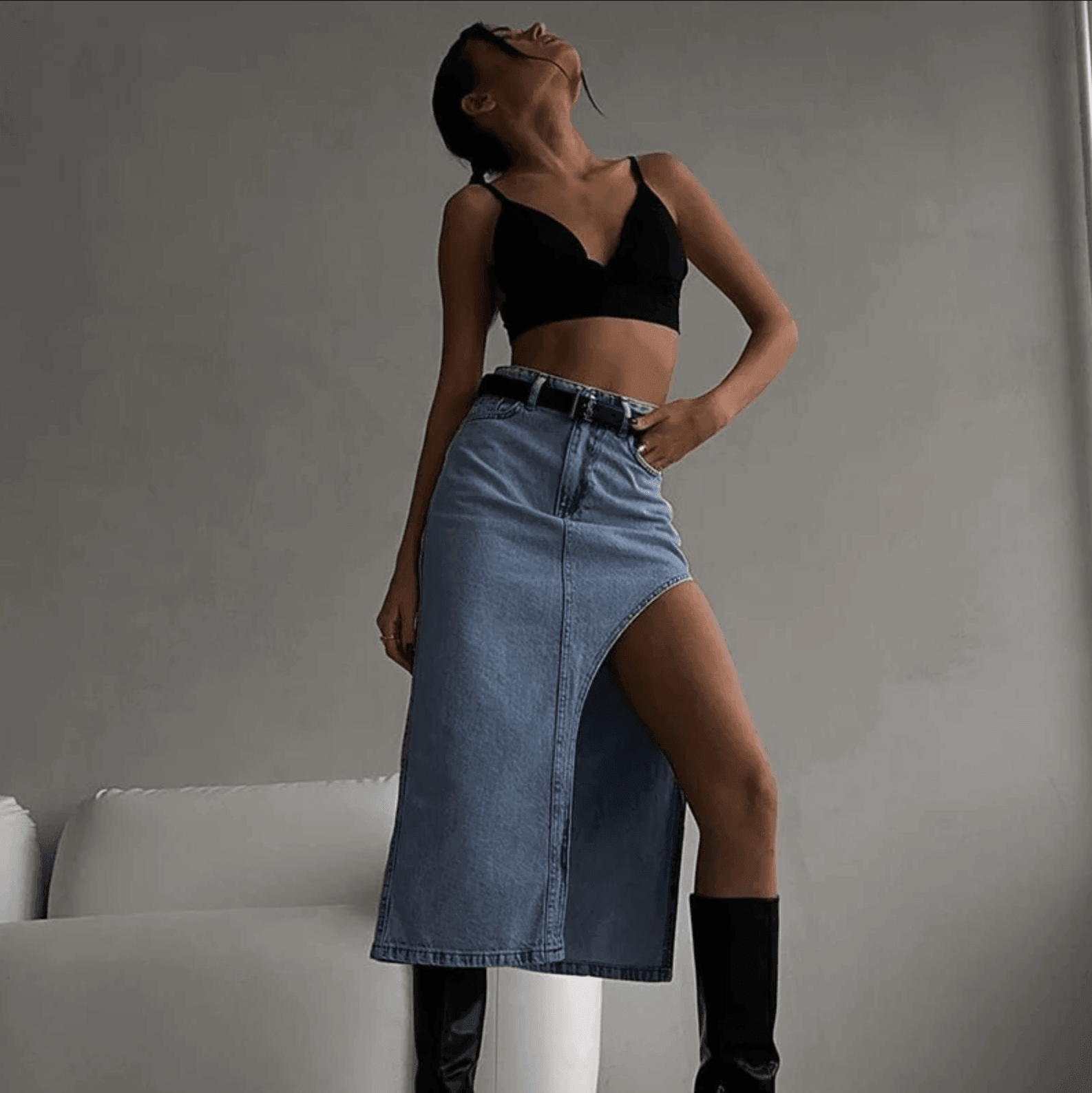 Carissa High Waist Slit Midi Skirt - Blue / S - Be My Shine