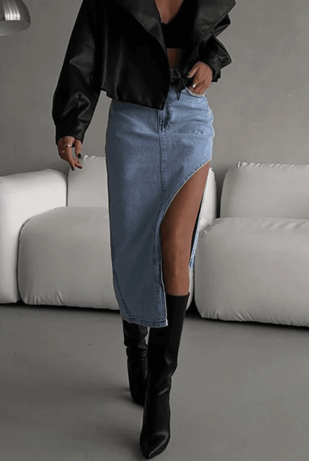 Carissa High Waist Slit Midi Skirt - Blue / S - Be My Shine
