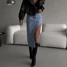 Carissa High Waist Slit Midi Skirt - Blue / S - Be My Shine
