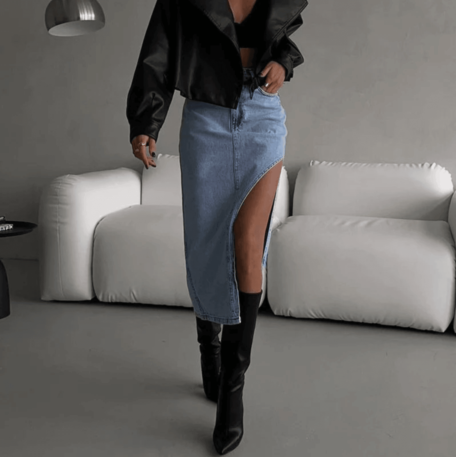 Carissa High Waist Slit Midi Skirt - Blue / S - Be My Shine