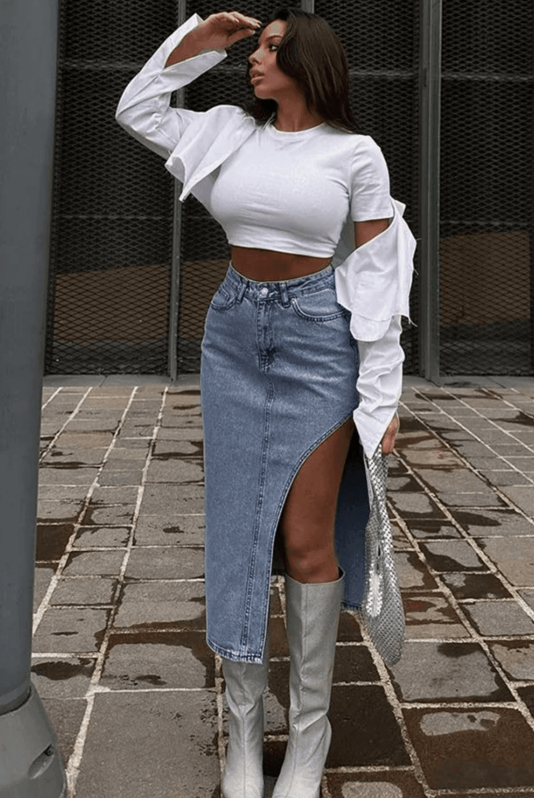 Carissa High Waist Slit Midi Skirt - Blue / S - Be My Shine
